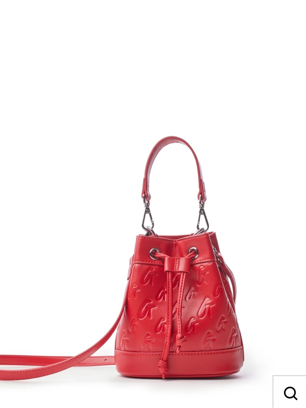 Red Embossed Mini Bucket Bag - Women (Brand: )